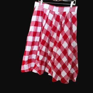Retroliscious Pleated Picnic Skirt in large red gingham, XL